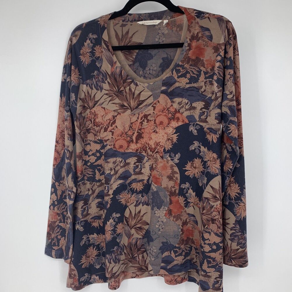 Soft Surroundings Womens Medium Tunic Top Boho Peasant Cottagecore Patchwork